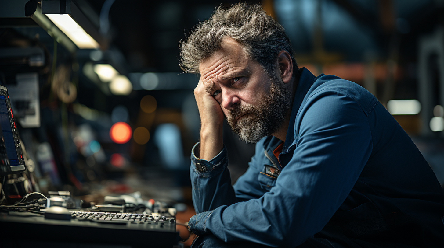 frustrated manufacturing worker